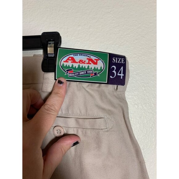 NWT A&N Khakis Cargo Shorts Above Knee Beige Mens Size 34 - Picture 3 of 7